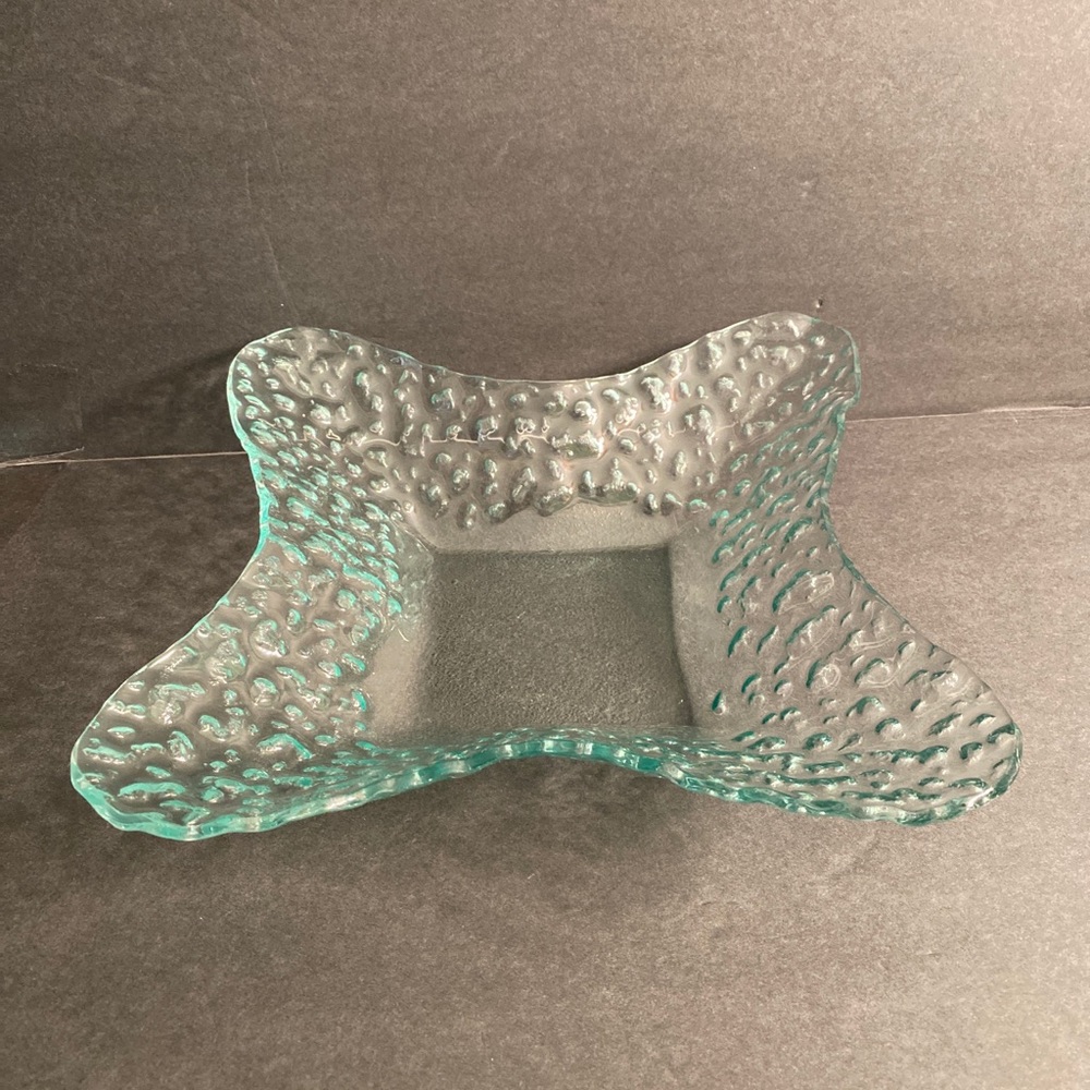 Recycled Glass Bowl Light Green Color Pebble Texture HTF
